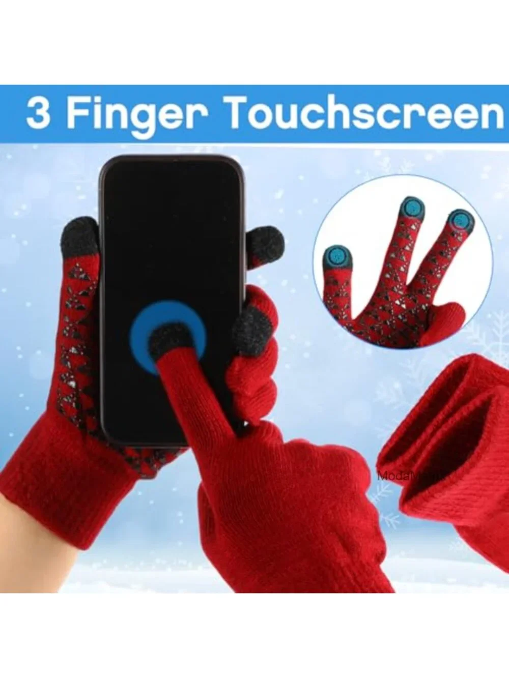 Men's Winter Hat Scarf Gloves Earmuff Set - Warm Knitted 4 Piece Set with Touch